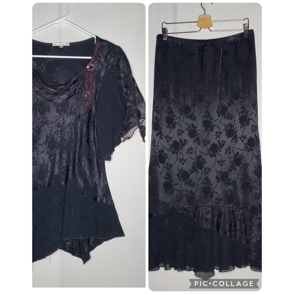 Spencer Alexis Skirt Top Set 10 Damask Lace Sequin Witchy Grunge Fairy 90s Goth